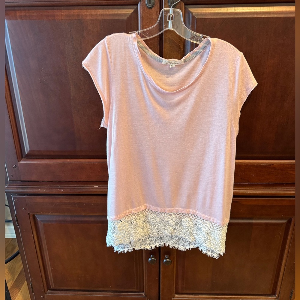 Dusty pink top with cream lace bottom. Size XL